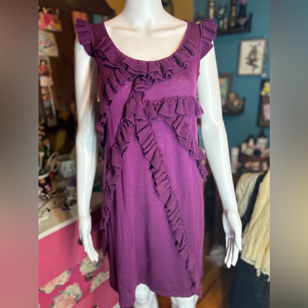 NWT Plum Cupio Sheath Dress with Ruffles